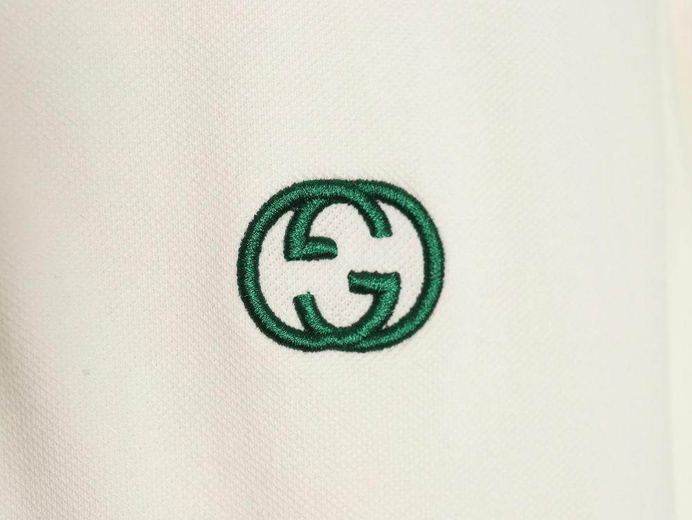 G*u*i green double g embroidered short sleeve polo shirt