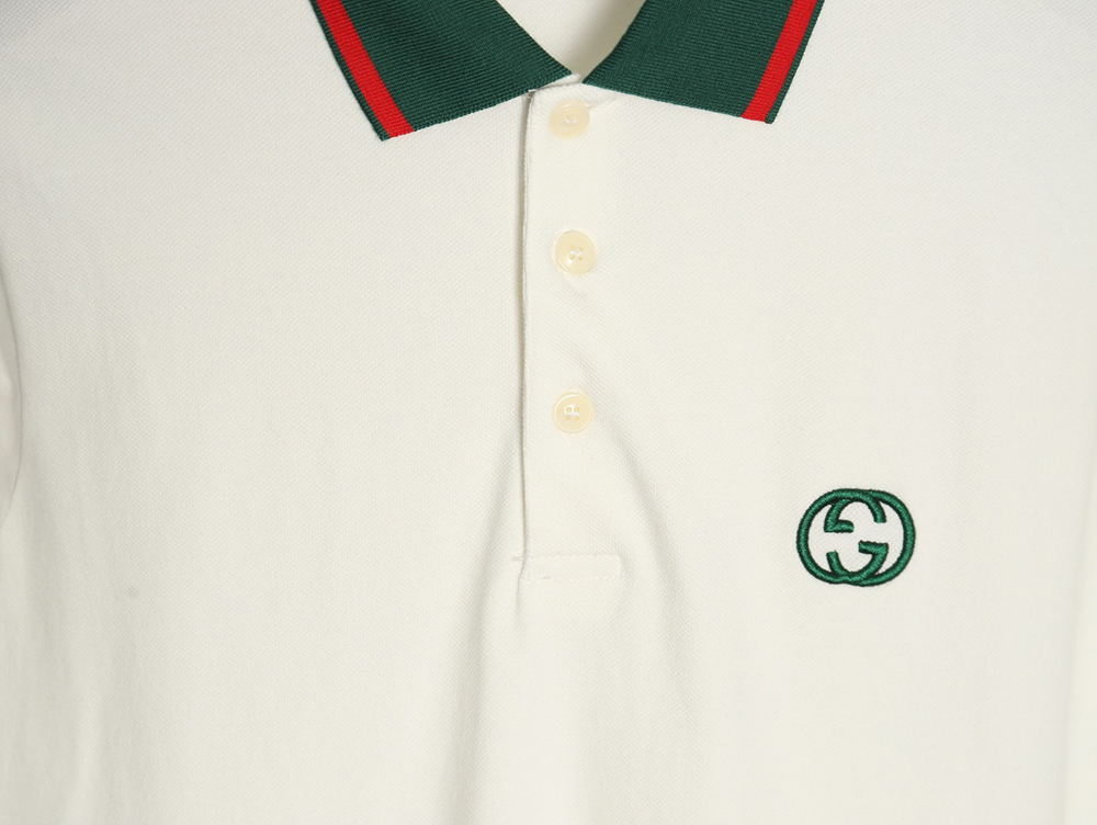G*u*i green double g embroidered short sleeve polo shirt