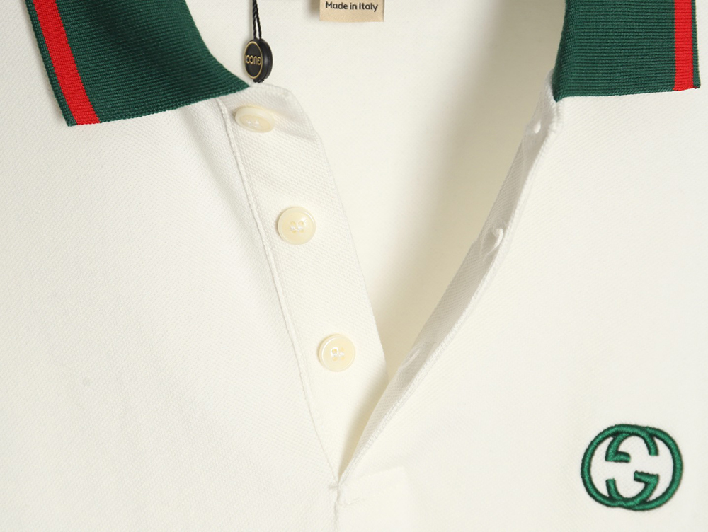 G*u*i green double g embroidered short sleeve polo shirt