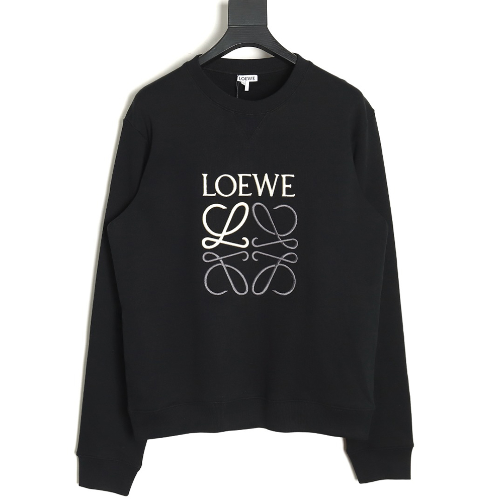 L0ew* anagram embroidered long-sleeved crewneck sweatshirt