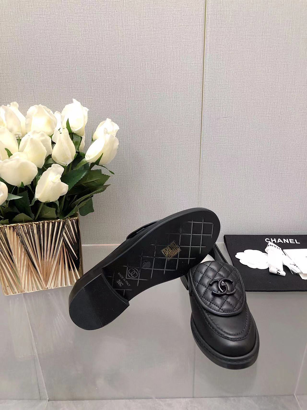 Ch*el cc leather loafers