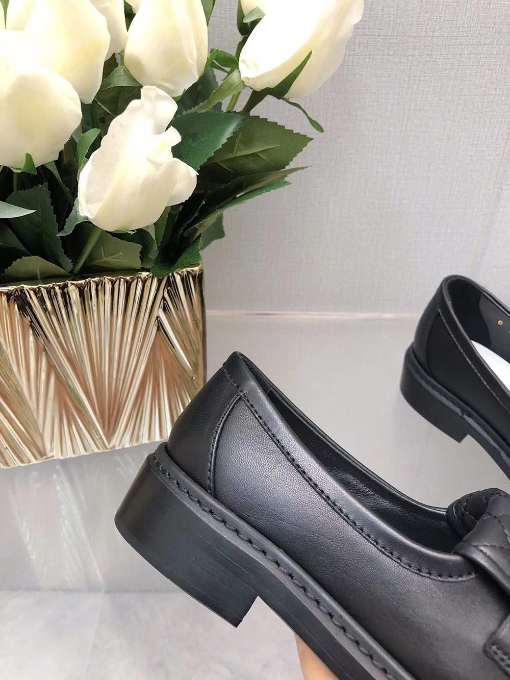 Ch*el cc leather loafers