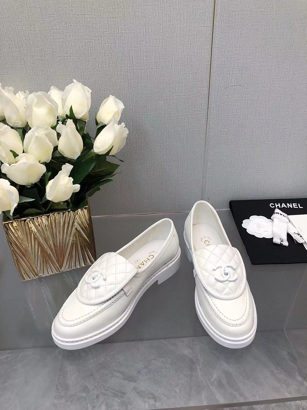 Ch*el cc leather loafers