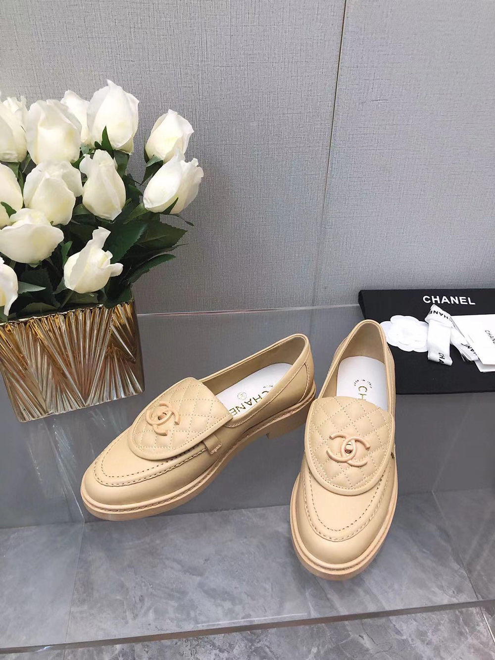 Ch*el cc leather loafers