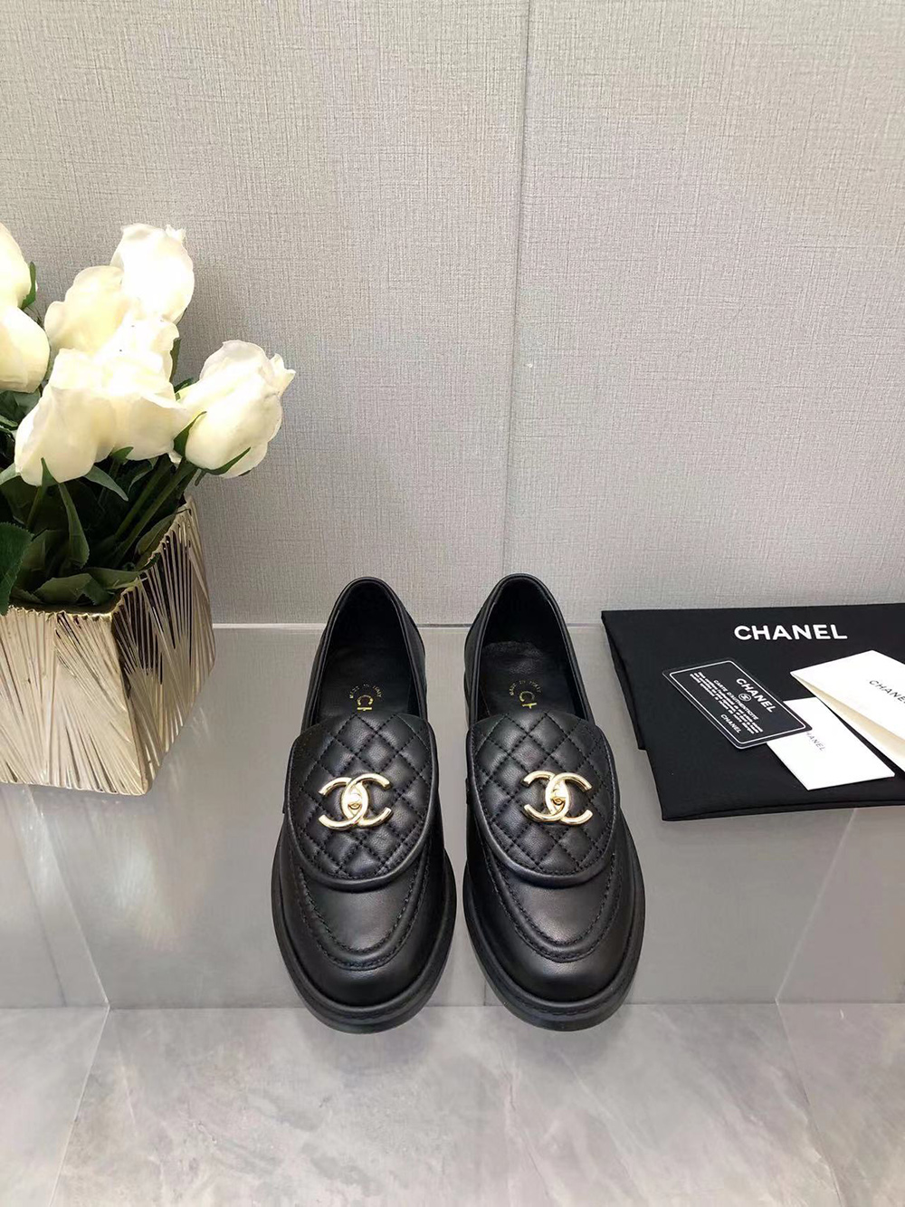 Ch*el cc leather loafers