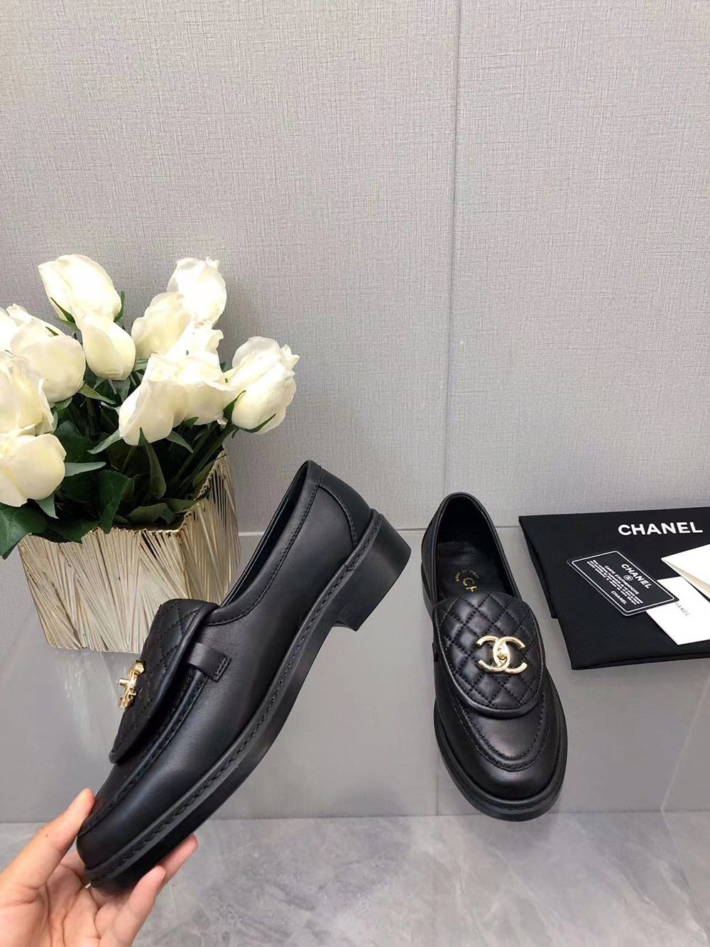 Ch*el cc leather loafers