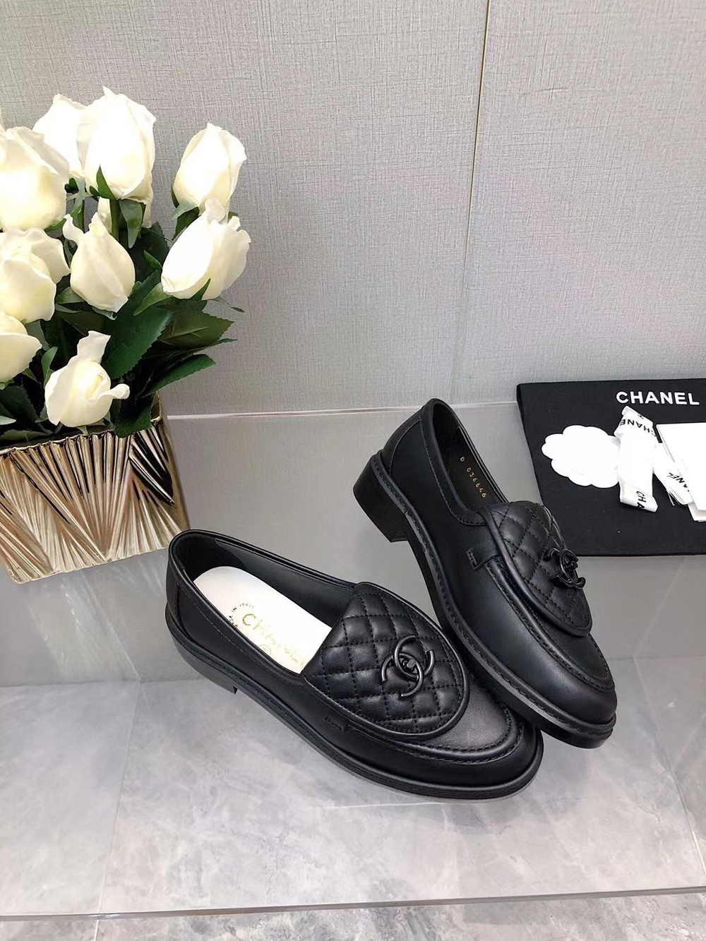 Ch*el cc leather loafers