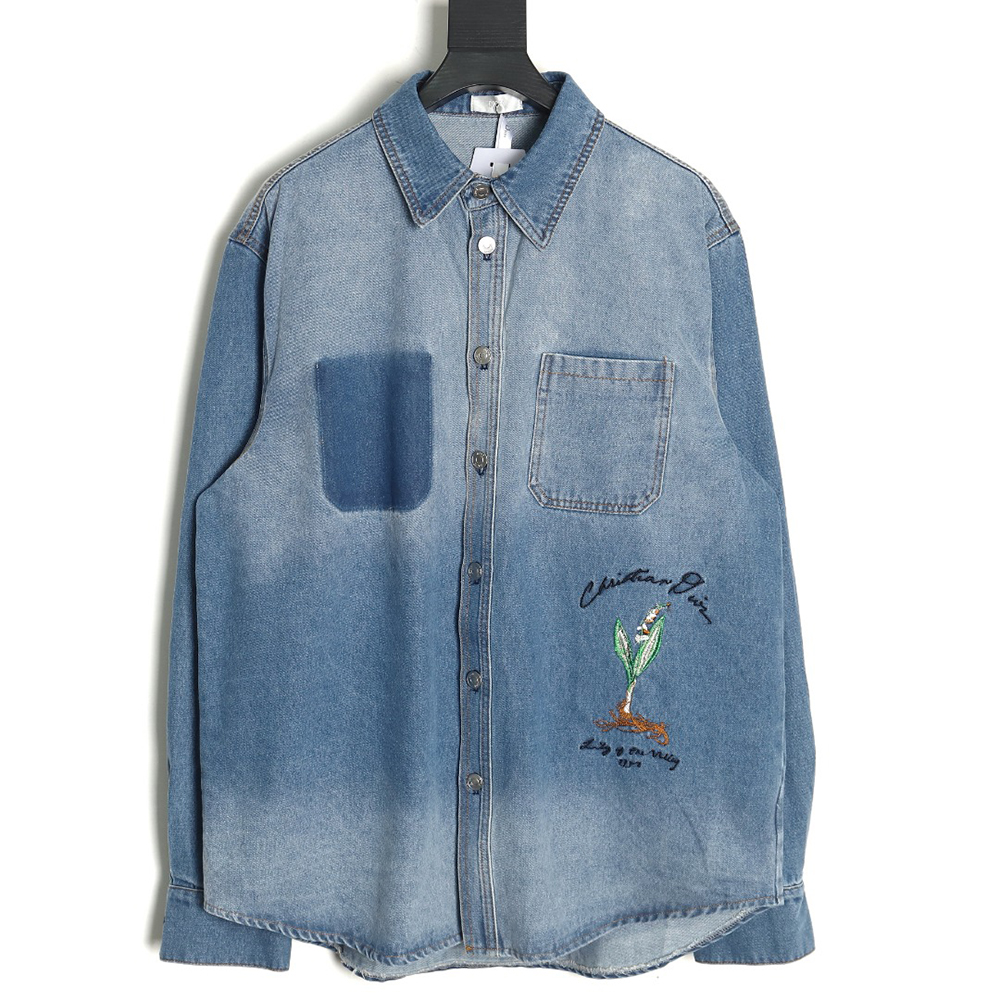 D*or dr men 24fall lily of the valley denim shirt