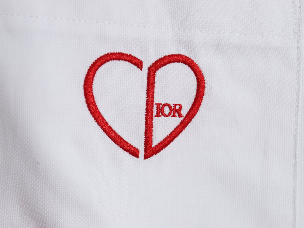 D*or short-sleeved shirt with heart embroidery on pockets