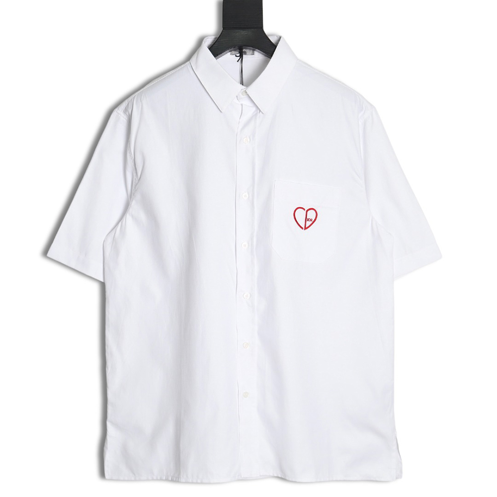 D*or short-sleeved shirt with heart embroidery on pockets