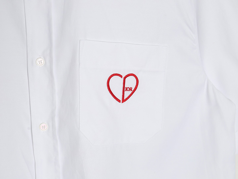 D*or short-sleeved shirt with heart embroidery on pockets