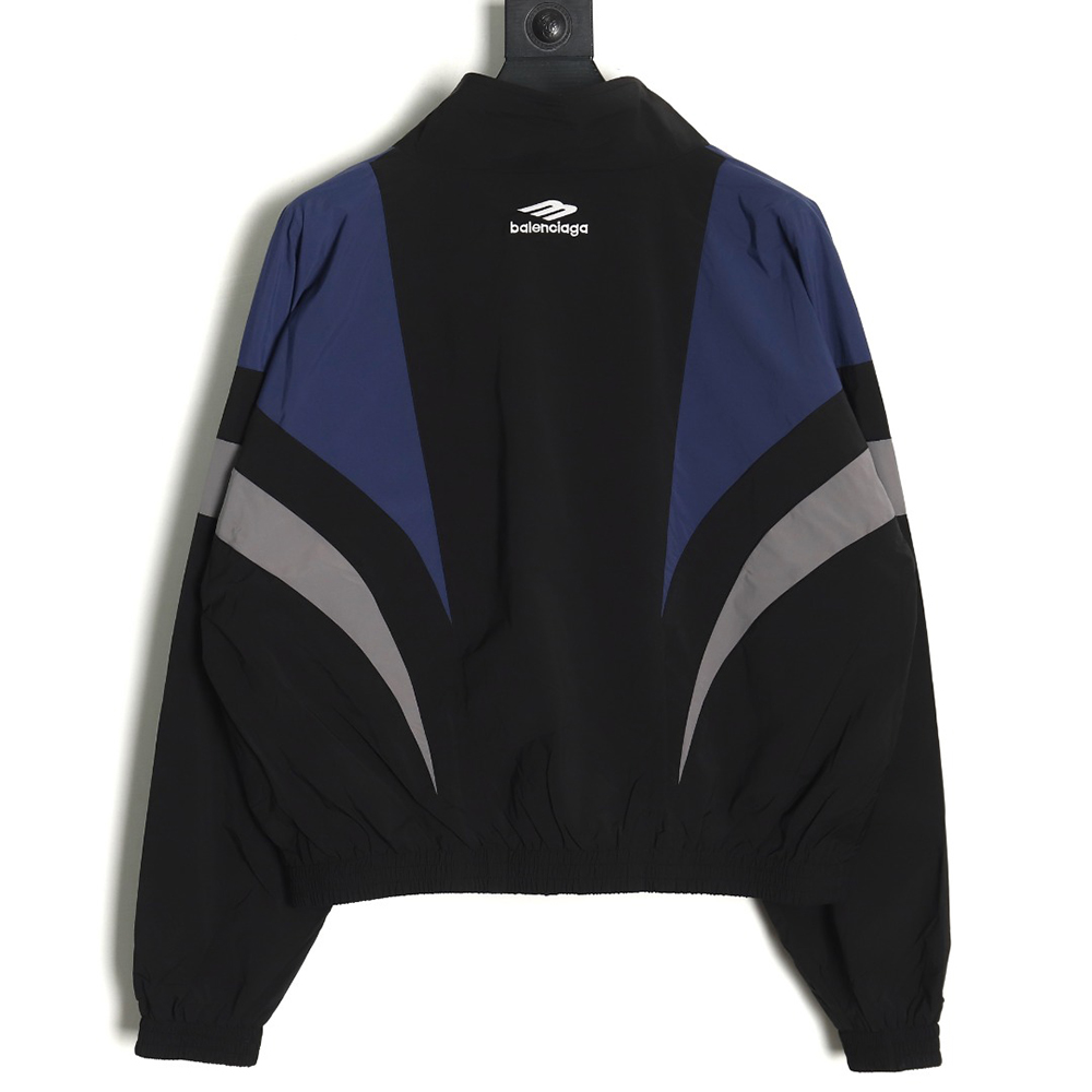 Ba*len*cia*ga 3b black and blue stitching stand collar jacket