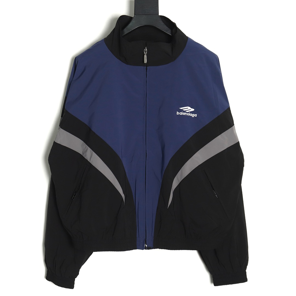 Ba*len*cia*ga 3b black and blue stitching stand collar jacket