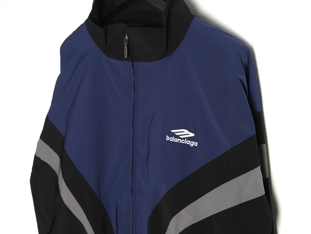 Ba*len*cia*ga 3b black and blue stitching stand collar jacket