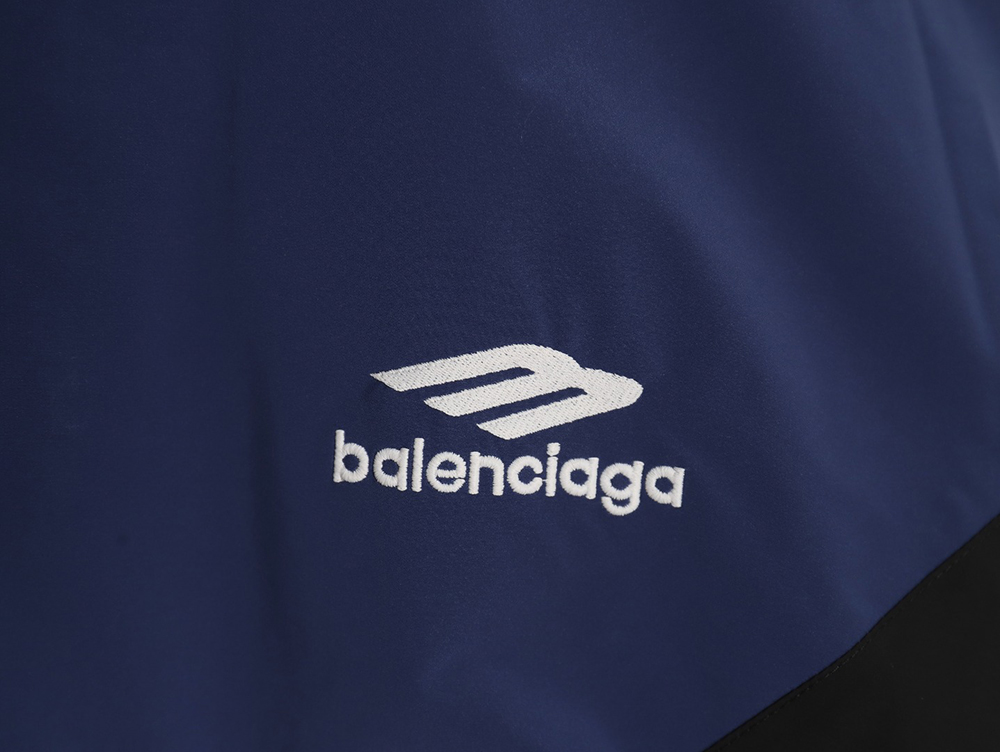 Ba*len*cia*ga 3b black and blue stitching stand collar jacket