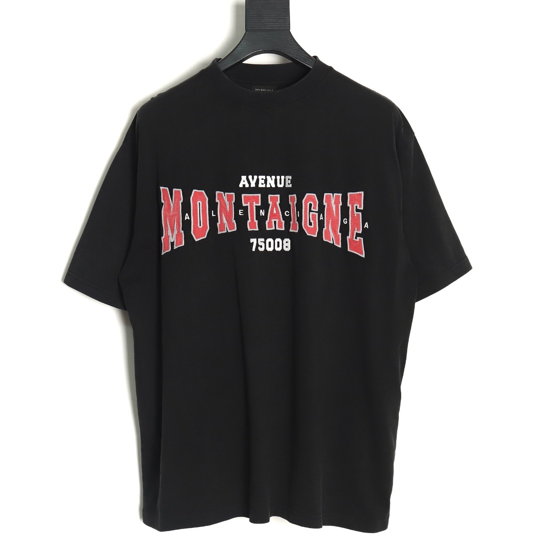 Ba*len*cia*ga montaigne embroidered washed short sleeves