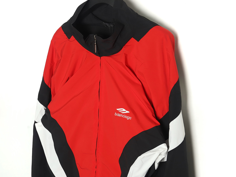 Ba*len*cia*ga 3b red and blue patchwork jacket