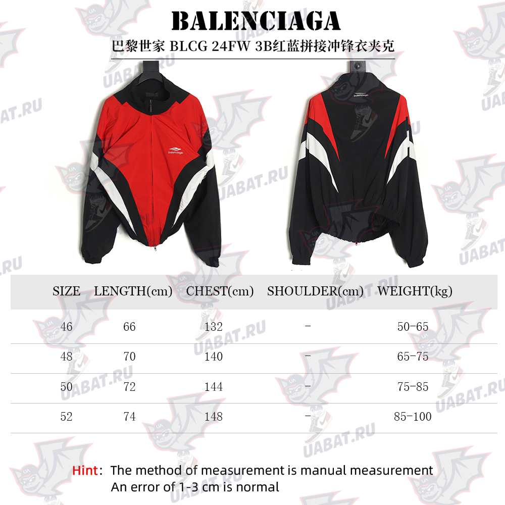 Ba*len*cia*ga 3b red and blue patchwork jacket