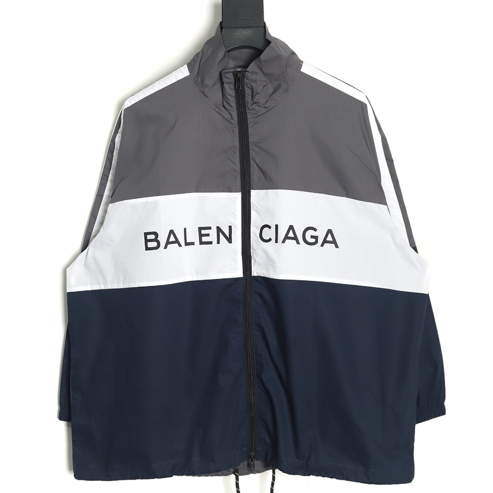 Ba*len*cia*ga patchwork slogan windbreaker jacket