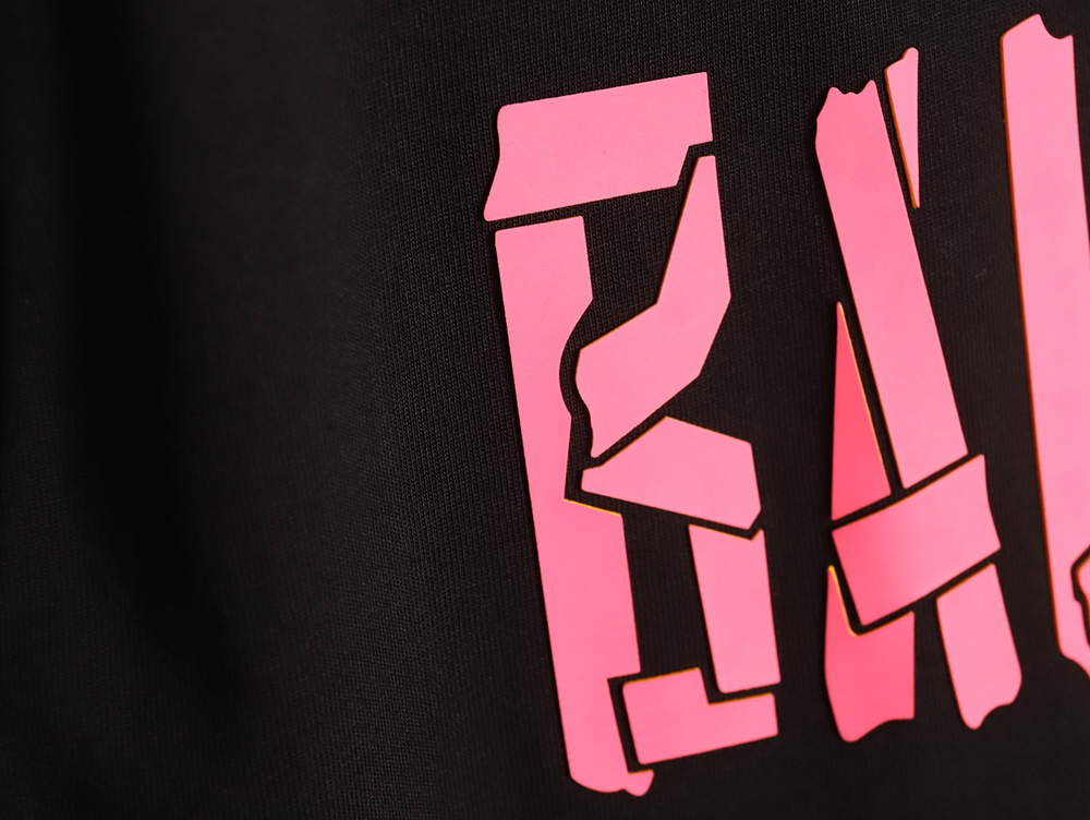 Ba*len*cia*ga pink letter silicone print short sleeves