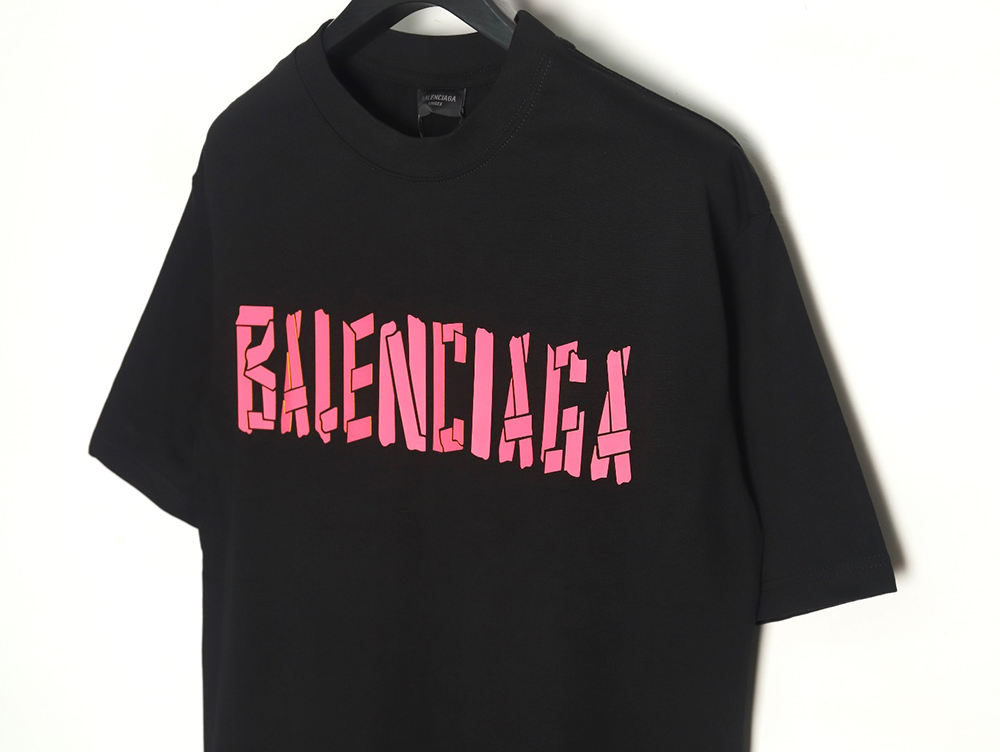 Ba*len*cia*ga pink letter silicone print short sleeves