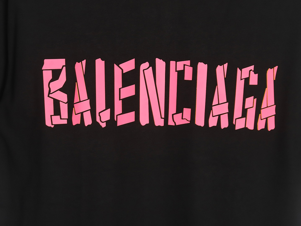 Ba*len*cia*ga pink letter silicone print short sleeves