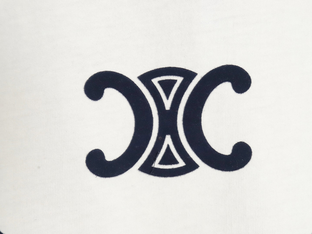 Ce**e flocked letter patchwork long-sleeved t-shirt