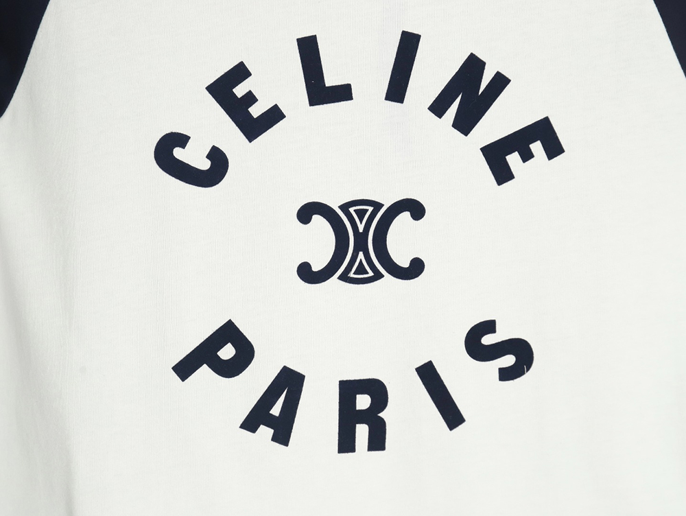 Ce**e flocked letter patchwork long-sleeved t-shirt