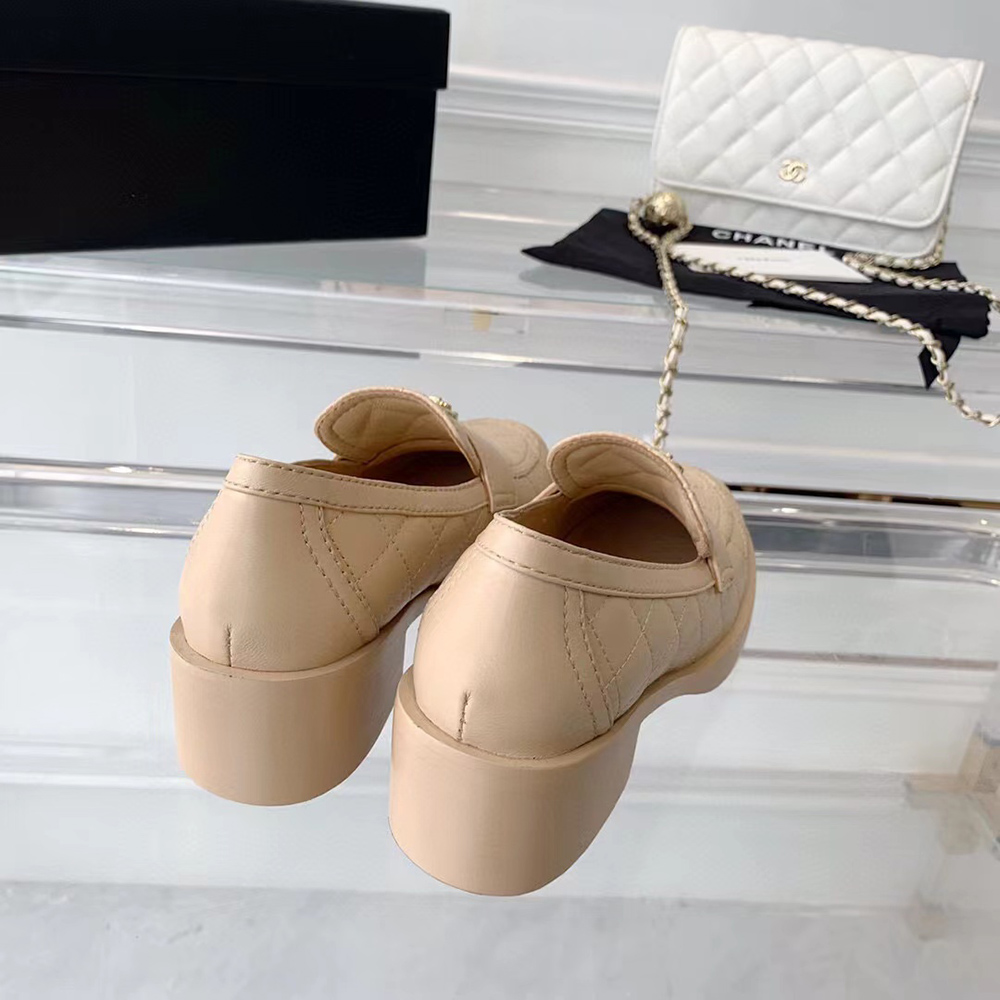 Ch*el cc heart loafers beige