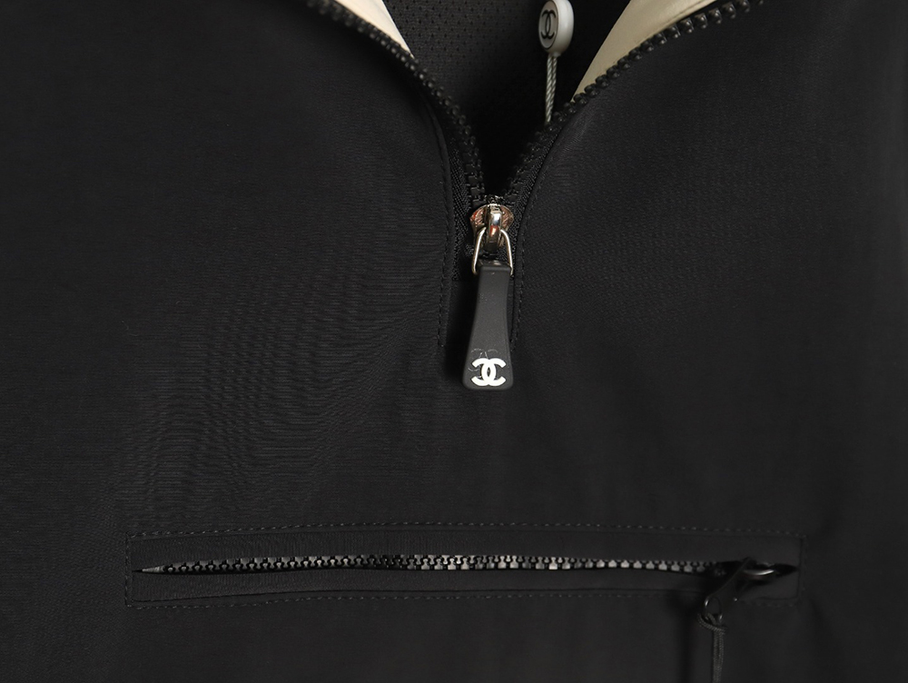 Ch*el embroidered slogan vintage zipper trench coat tsk1