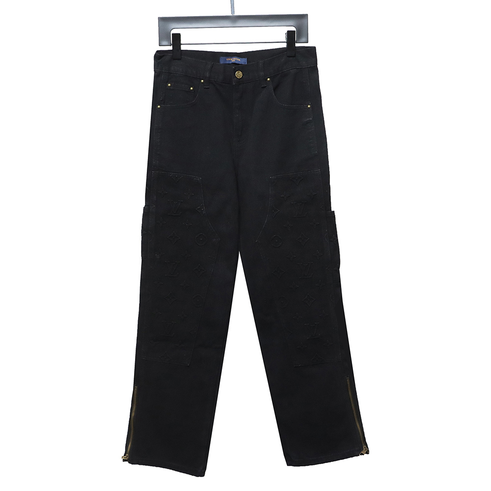 l0*is V*t0n embossed denim overalls