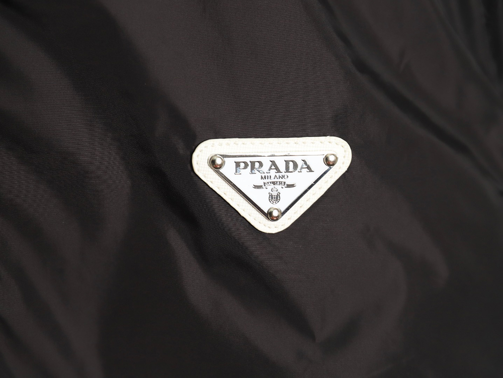 Pra*a triangle logo webbing woven zip-up jacket