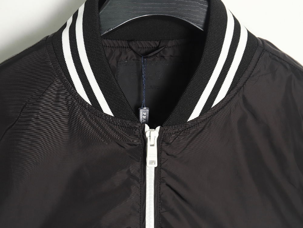 Pra*a triangle logo webbing woven zip-up jacket