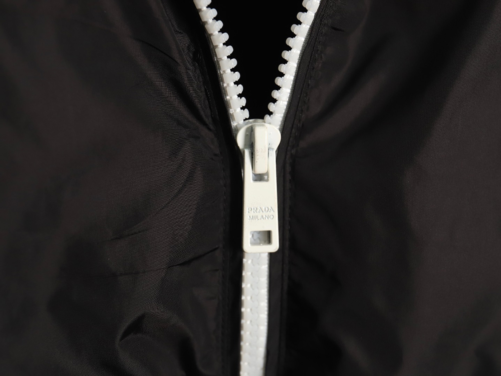 Pra*a triangle logo webbing woven zip-up jacket