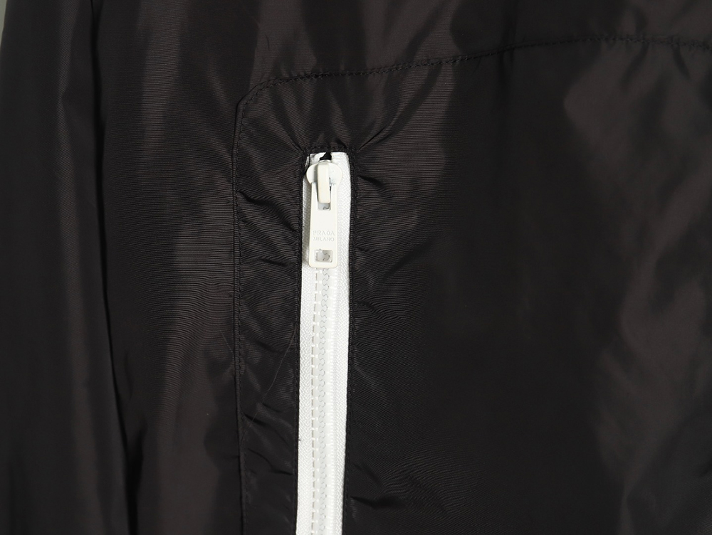 Pra*a triangle logo webbing woven zip-up jacket