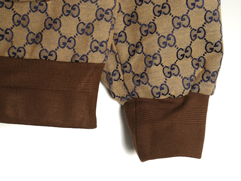 G*u*i stand-up collar double g canvas long-sleeved jacket