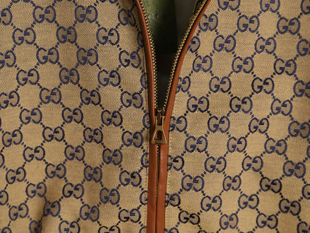 G*u*i stand-up collar double g canvas long-sleeved jacket