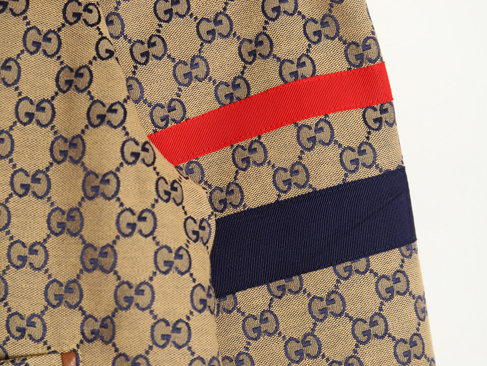 G*u*i stand-up collar double g canvas long-sleeved jacket