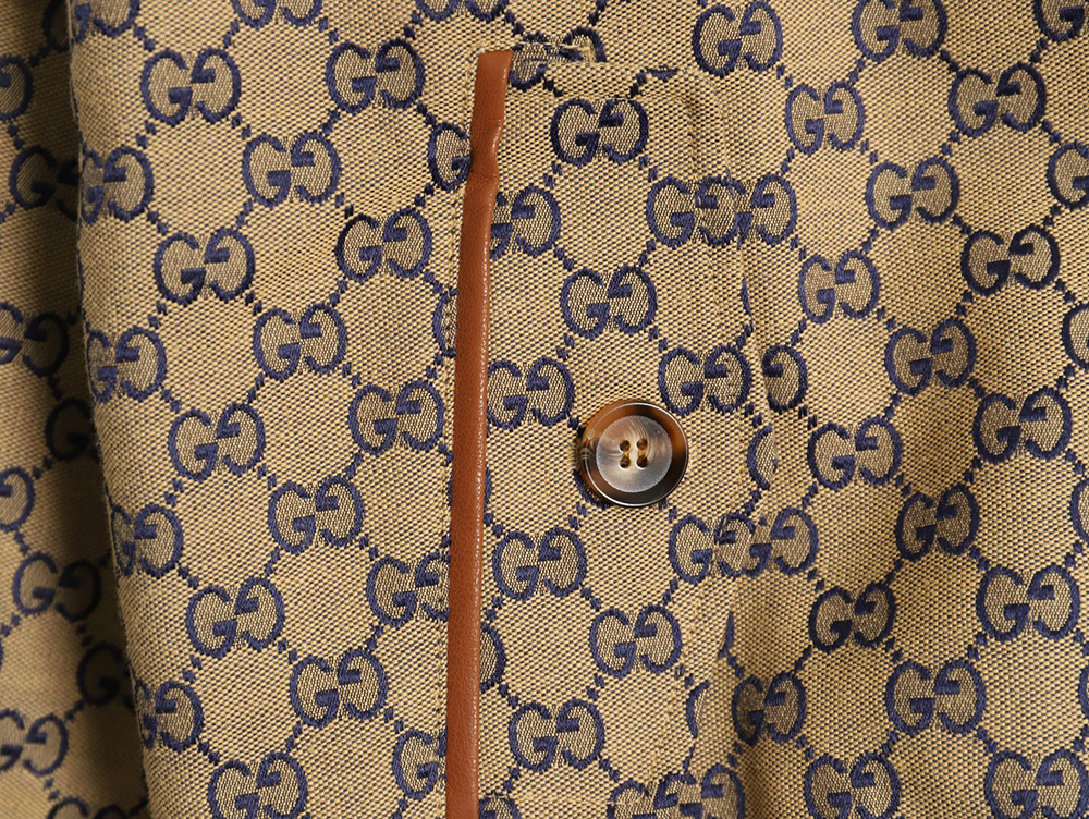 G*u*i stand-up collar double g canvas long-sleeved jacket