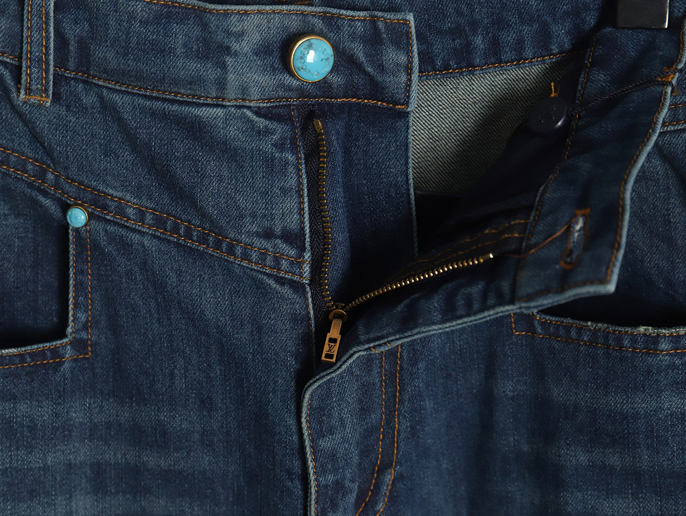 l0*is V*t0n enamel button washed distressed cargo jeans