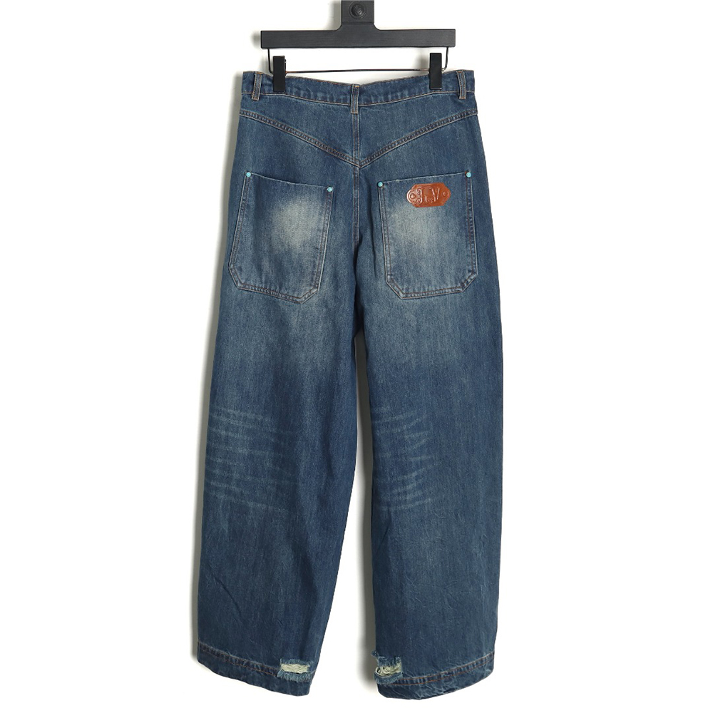 l0*is V*t0n enamel button washed distressed cargo jeans