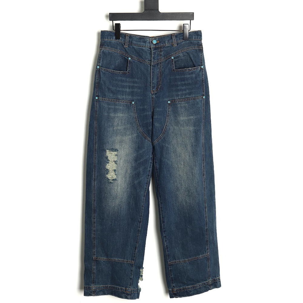 l0*is V*t0n enamel button washed distressed cargo jeans