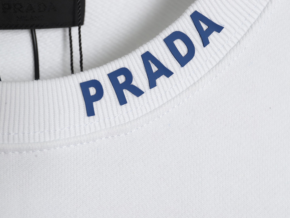 Pra*a triangle logo collar lettering round neck sweatshirt