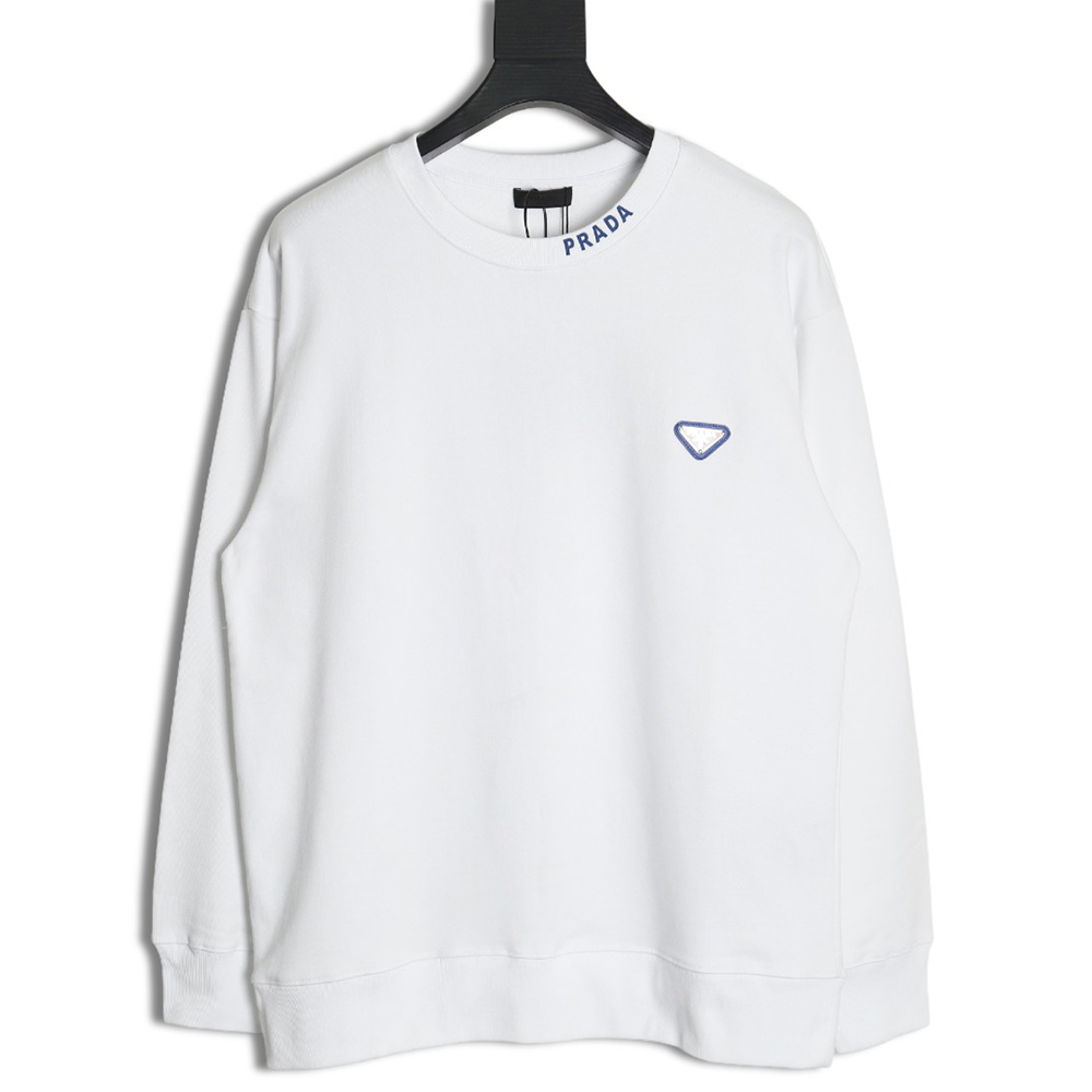 Pra*a triangle logo collar lettering round neck sweatshirt