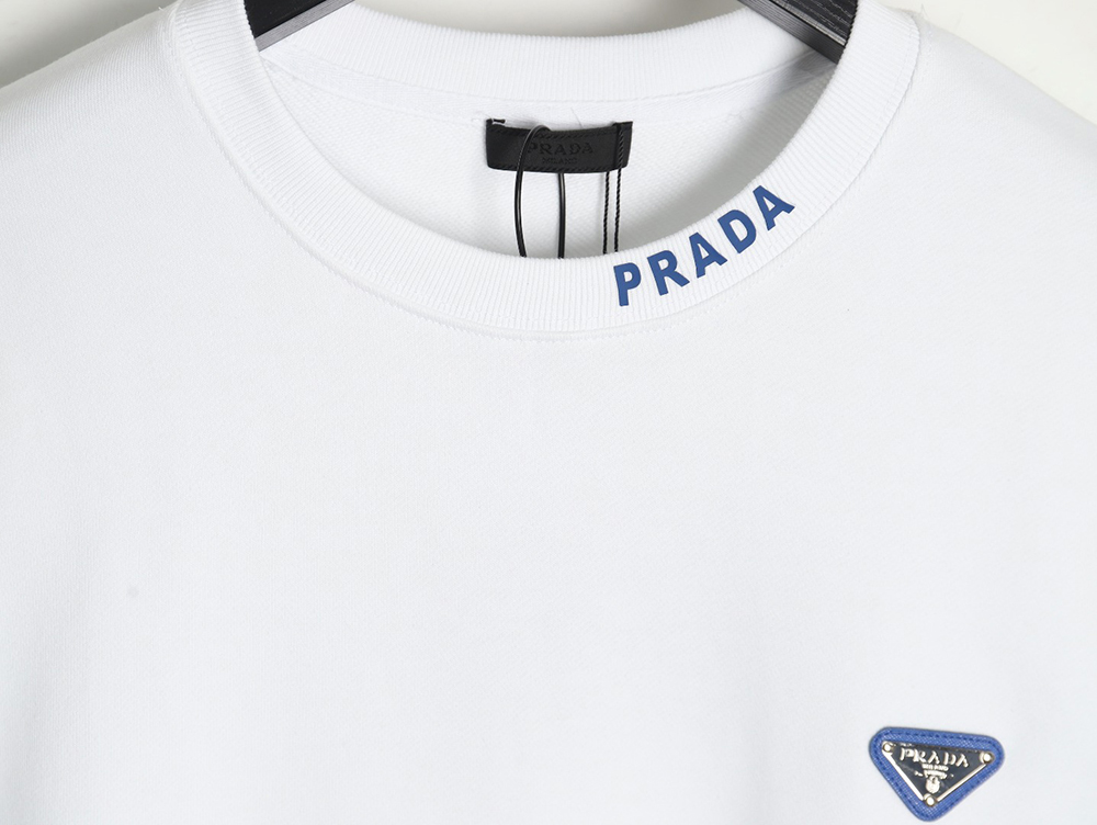 Pra*a triangle logo collar lettering round neck sweatshirt