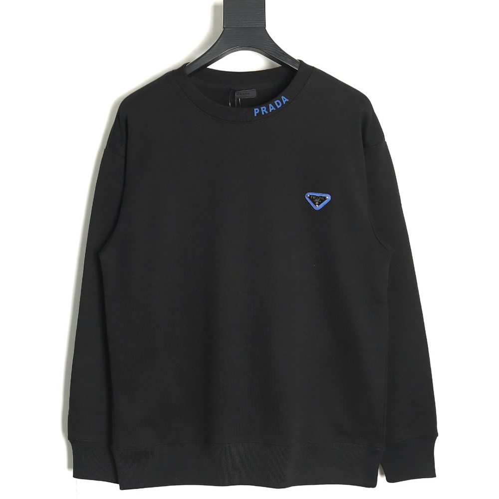 Pra*a triangle logo collar lettering round neck sweatshirt tsk1