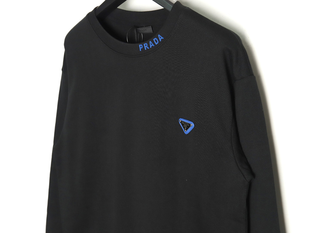 Pra*a triangle logo collar lettering round neck sweatshirt tsk1