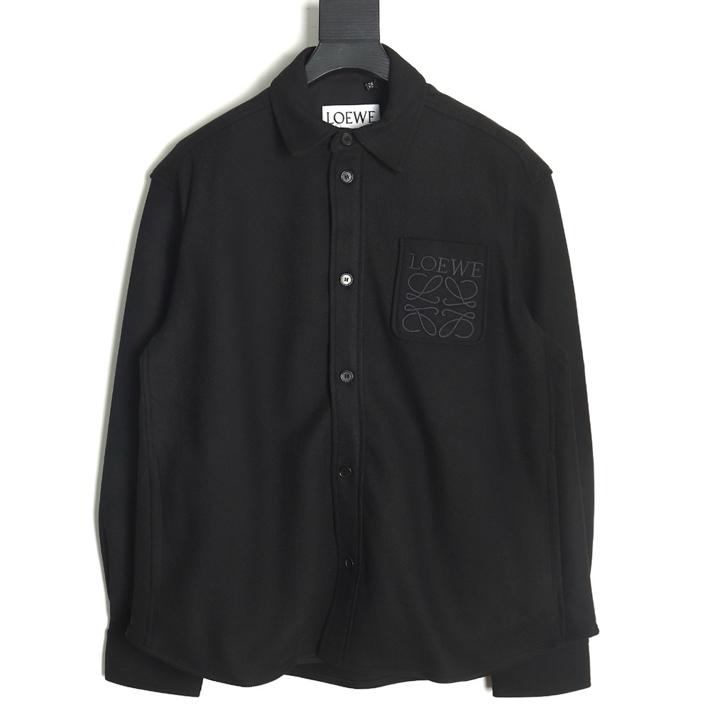 L0ew* in wool embroidered pocket shirt jacket