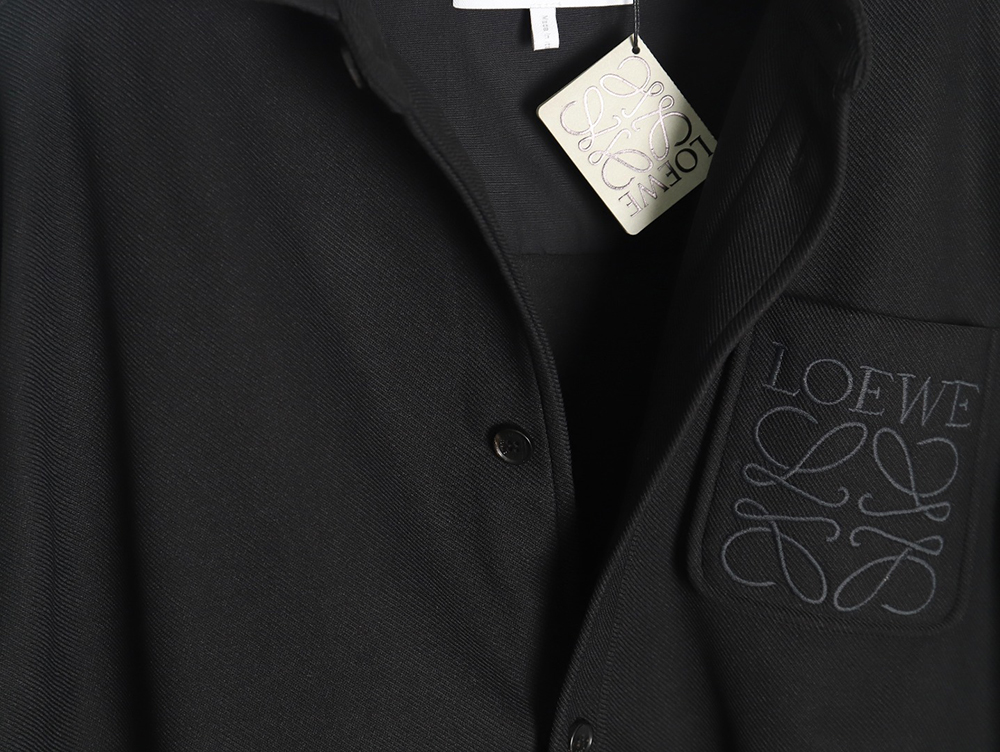 L0ew* in wool embroidered pocket shirt jacket