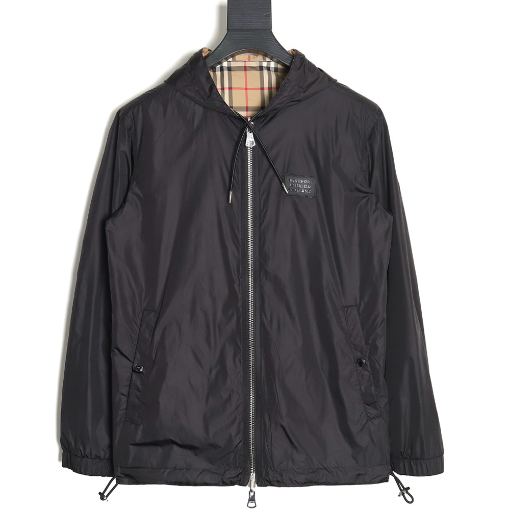 B**rry check reversible hooded jacket